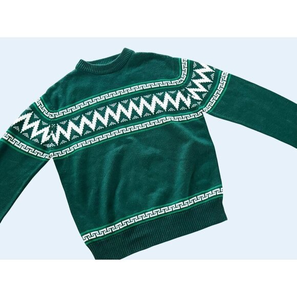 no brand Other - Vintage Men's 80s / 90s Unbranded Fair Isle Green Sweater Size S